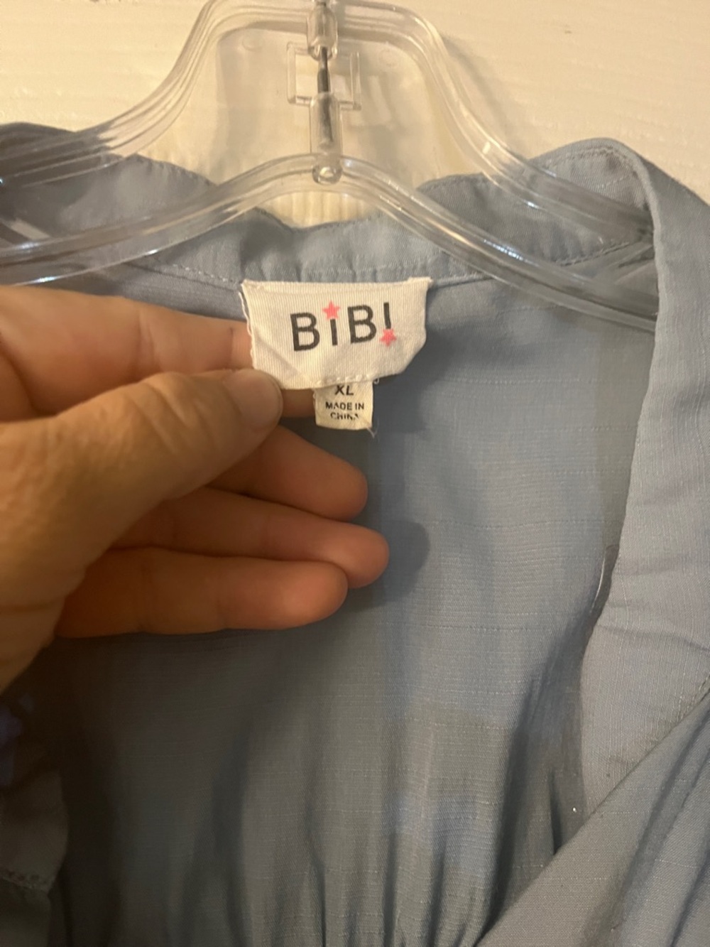 BiBi Soft Blue Button-Front Ruffle Sleeve Blouse - Picture 2 of 5